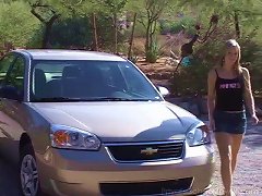 Bad Blonde Girl Lifts Up Her Miniskirt And Toys Her Twat In Her Car Porn Videos